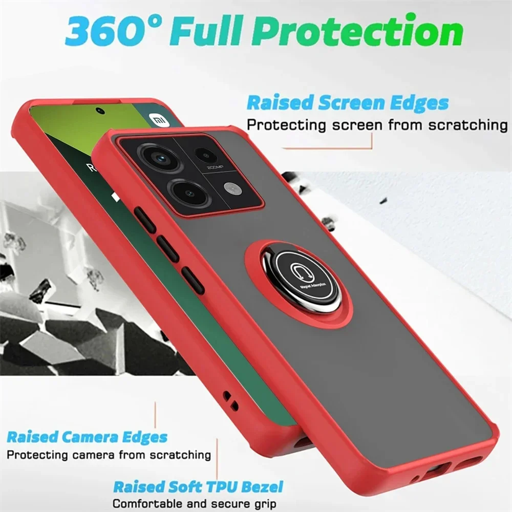 Shockproof Armor Phone Case with Magnetic 360° Rotating Holder Ring Cover