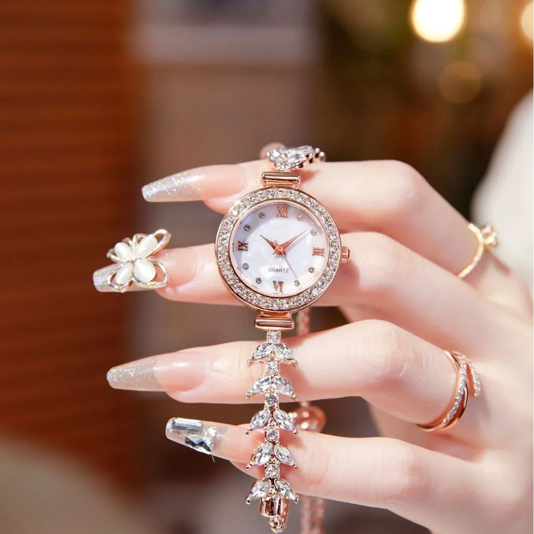 Luxury Mermaid Light Women Watch Diamond Adjustable Bracelet Quartz Movement