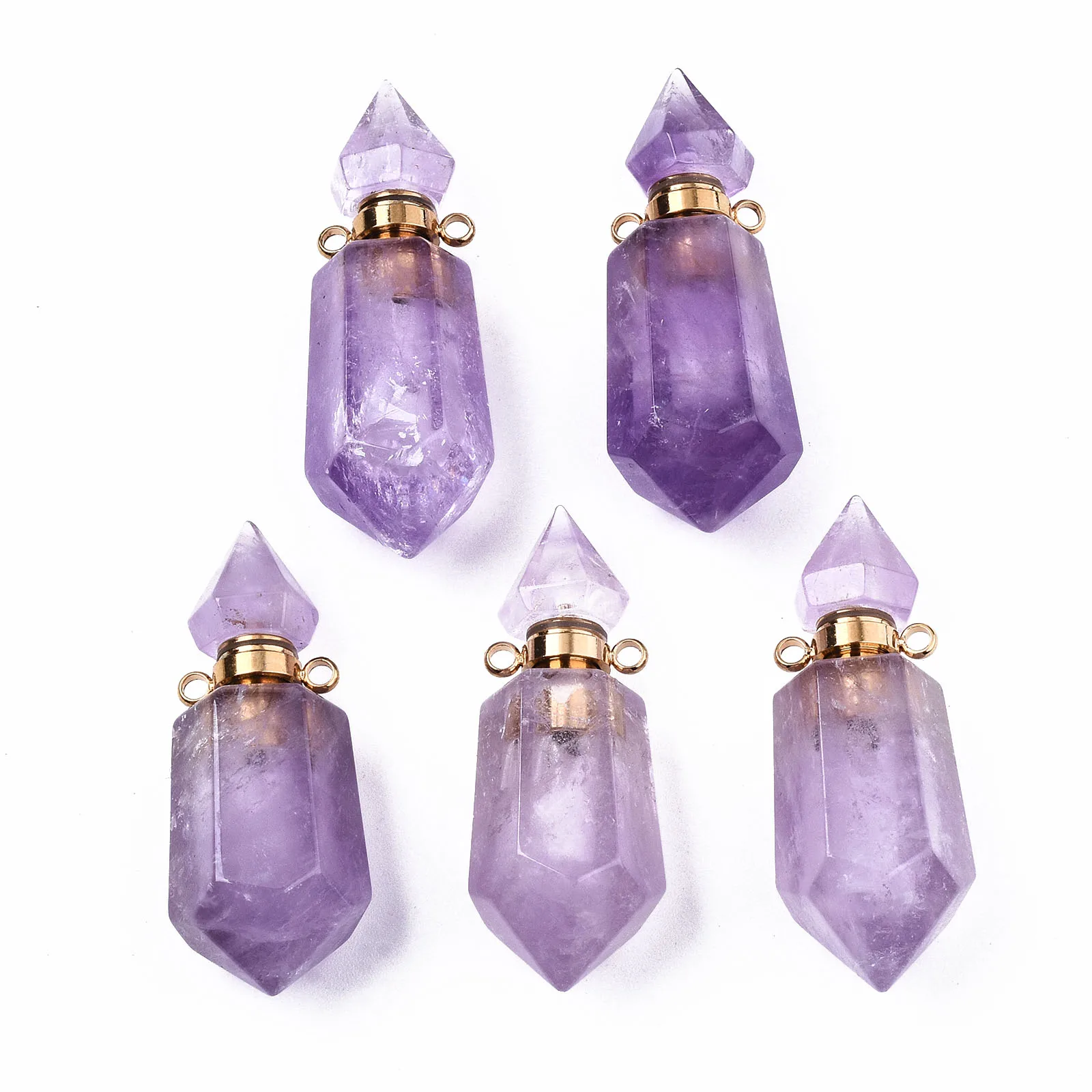 

3pcs Natural Stone Perfume Bottle Pendant Hexagon Essential Oil Bottles For Jewelry Making DIY Necklace Accessories Capacity:1ml