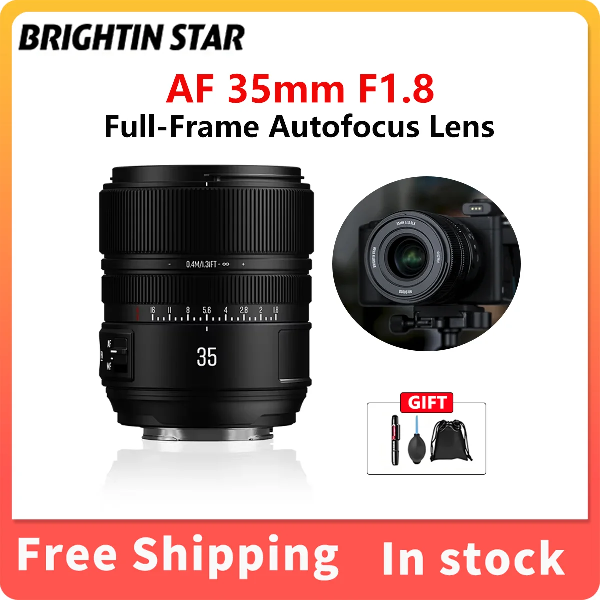 Brightin Star AF 35mm F1.8 フルサイズ単焦点カメラレンズ STM静音