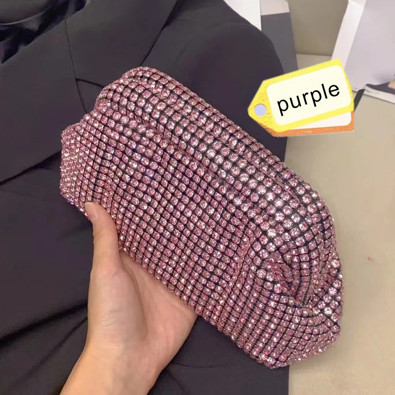 thumbnail image 1 of Bolsos de noche con clip de embrague para mujer, bolsos de mano de diseñador de lujo, monederos 2024 nuevos en PC con incrustaciones de cadena de diamantes de imitación brillantes, 1 of 5