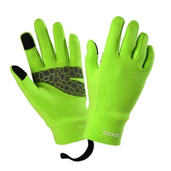 Youth Full - Finger Anti - Slip Cycling Gloves with Touch Screen Capability - L (Green)