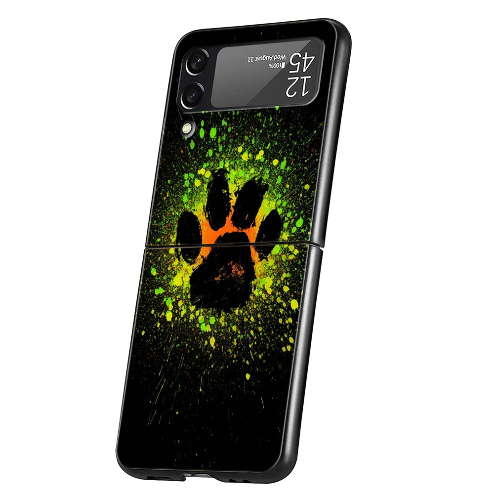 Hund Fußabdruck Pfote niedlich hart PC Handy hülle für Samsung Galaxy Z Flip 5 4 3 schwarz Abdeckung für Galaxy Z Flip 6 faltbar stoßfest – Detail 2