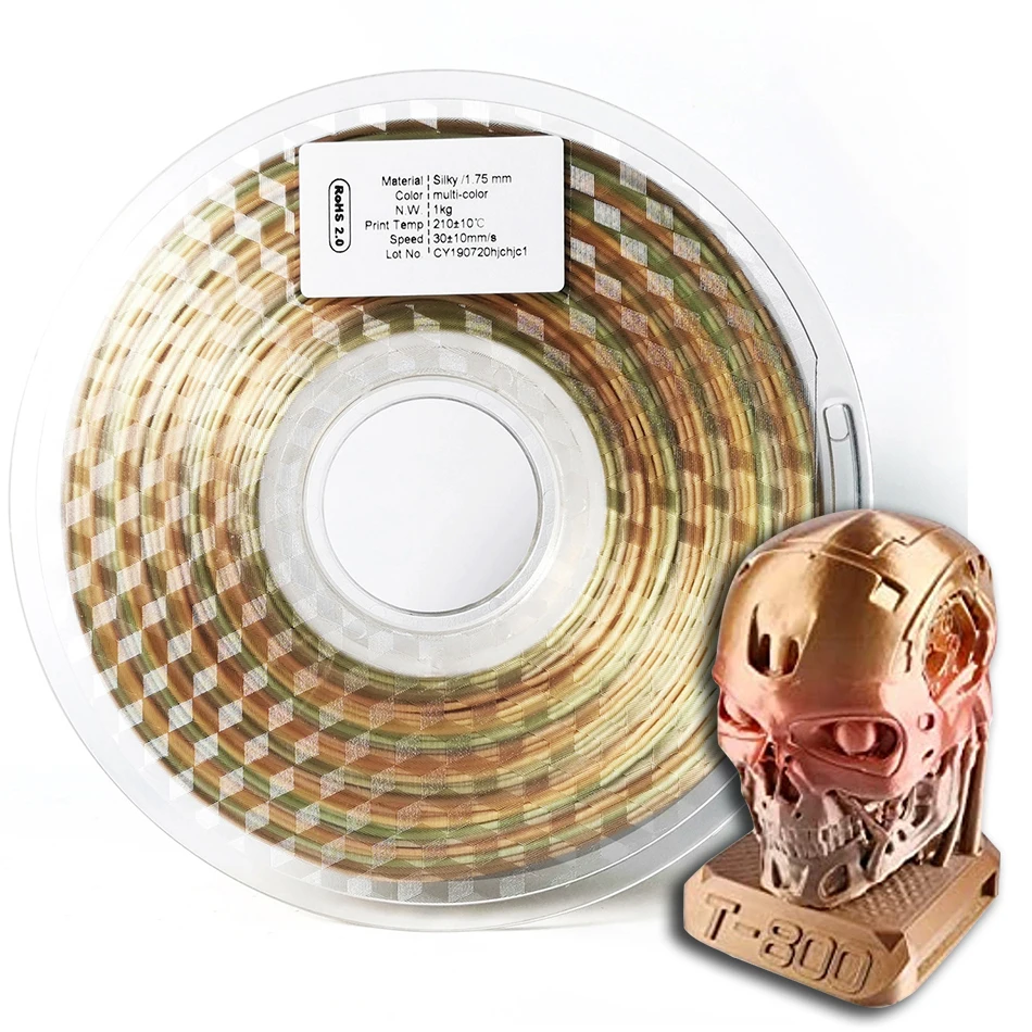 Nova Seda Arco-íris Pla 1.75 mm Material de Impressão 3d Duotone Gradiente Ouro Bronze Roxo Preto 3d Filamento da Impressora 1kg 500g 250g - Imagem 2