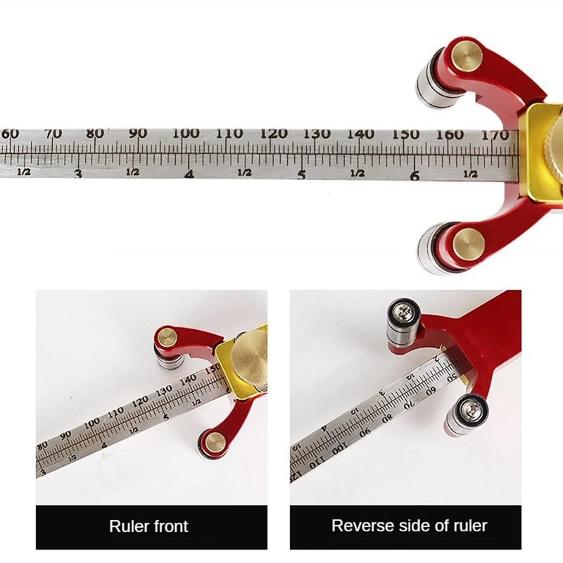 

3-In-1 Scriber Scriber Line Drawing Plan Straight Line Parallel Arc Woodworking DIY Height Measuring Tool