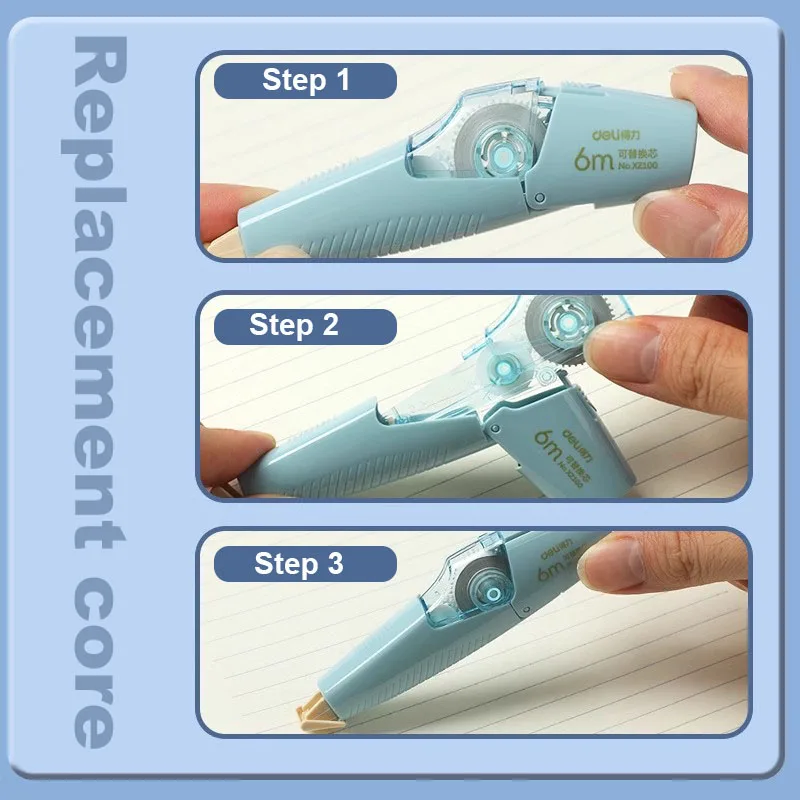Correction Tape Deli Pen Tape Stationery Portable Refillable Refill for Kids Writing Error White Out Office Supplies