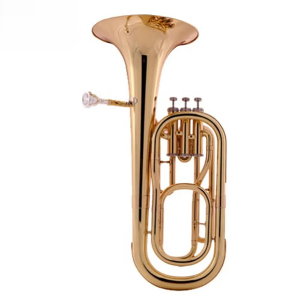 Brass Wind,Instrument Special Brass Body Nickel White Copper Piston Phosphor Copper Mouthpiece Tube 3 Vertical Key Baritone