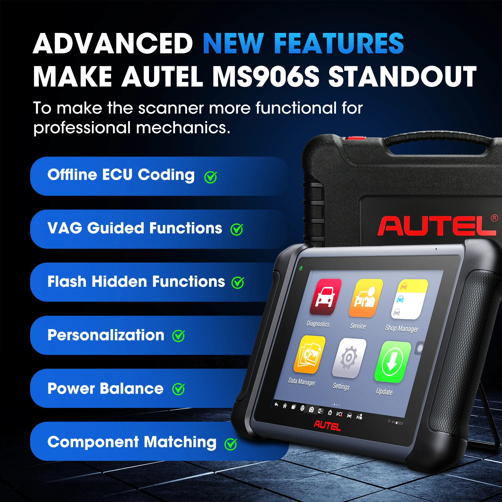 New Autel MaxiSys MS906S Car Diagnostic Scanner ECU Coding