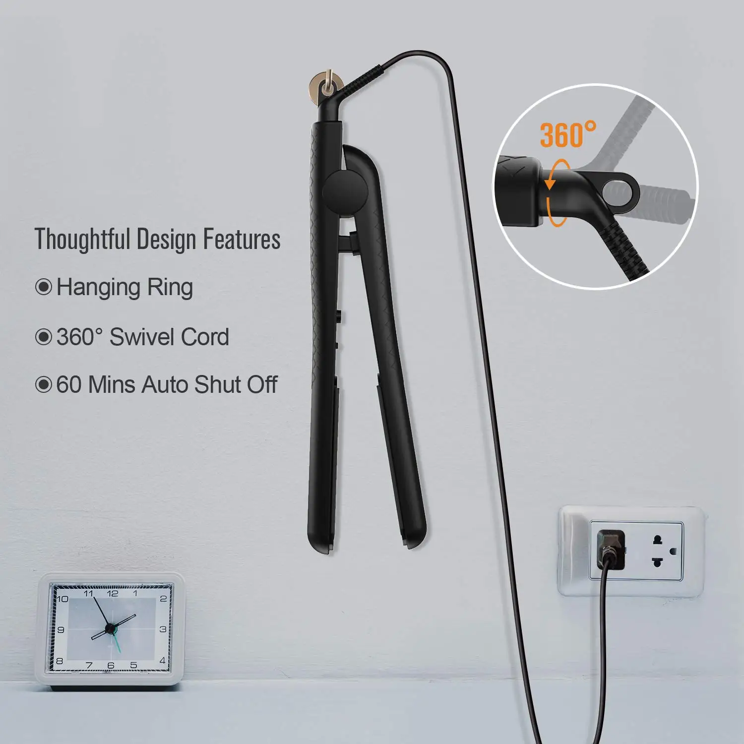 KIPOZI 1 Inch Hair Straightener Ceramic Flat Iron Adjustable Temp Straightens and Curls,180-450℉ Dual Voltage, Black