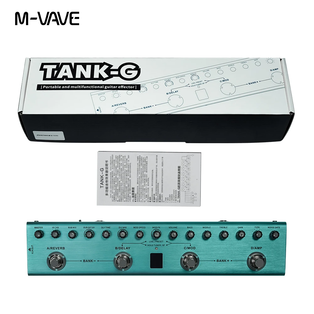 M-VAVE Tank-G ギター マルチエフェクト ペダル 充電式 36 プリセット