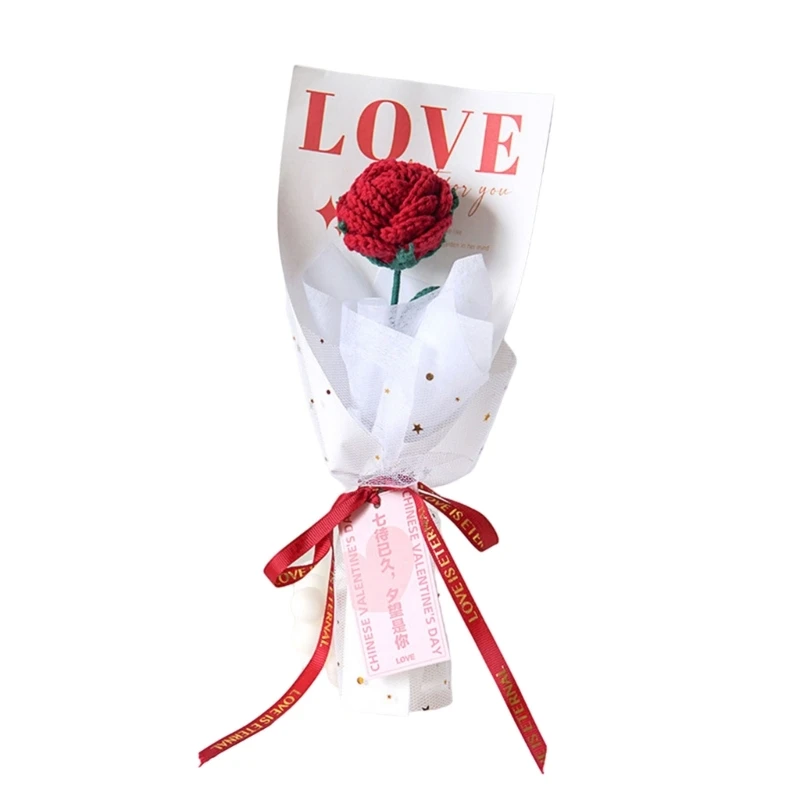 

Красный ручной вязки букет роз набор для рукоделия хлопчатобумажная нить шерстяной материал DIY цветы