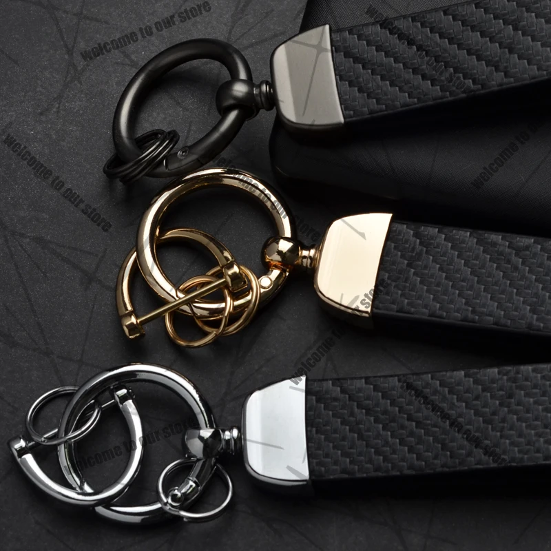 Car Keychain For Ford Flex Figo Ranger Wildtrak Logo Carbon Fiber