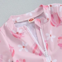 Baby Girl Rash Guard Swimsuit Short Sleeve Scallop Shell Print Bathing Suit Infant Swimwear with Sun Hat 2 Pieces Set 4