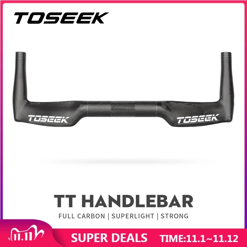

TOSEEK Carbon Fiber Road Bike Rest Relax TT Handlebar MTB Road Bicycle Race with Sponge Elbow Pad Bike Accessories