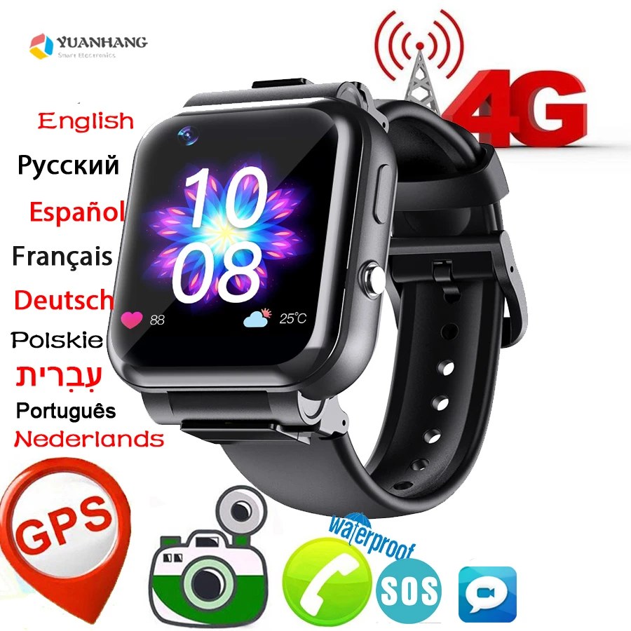 Smart 4G GPS Tracker Locate Kid Student Rotatable Dual Camera Remote Monitor Wristwatch Video Call Android Phone Watch Whatsapp