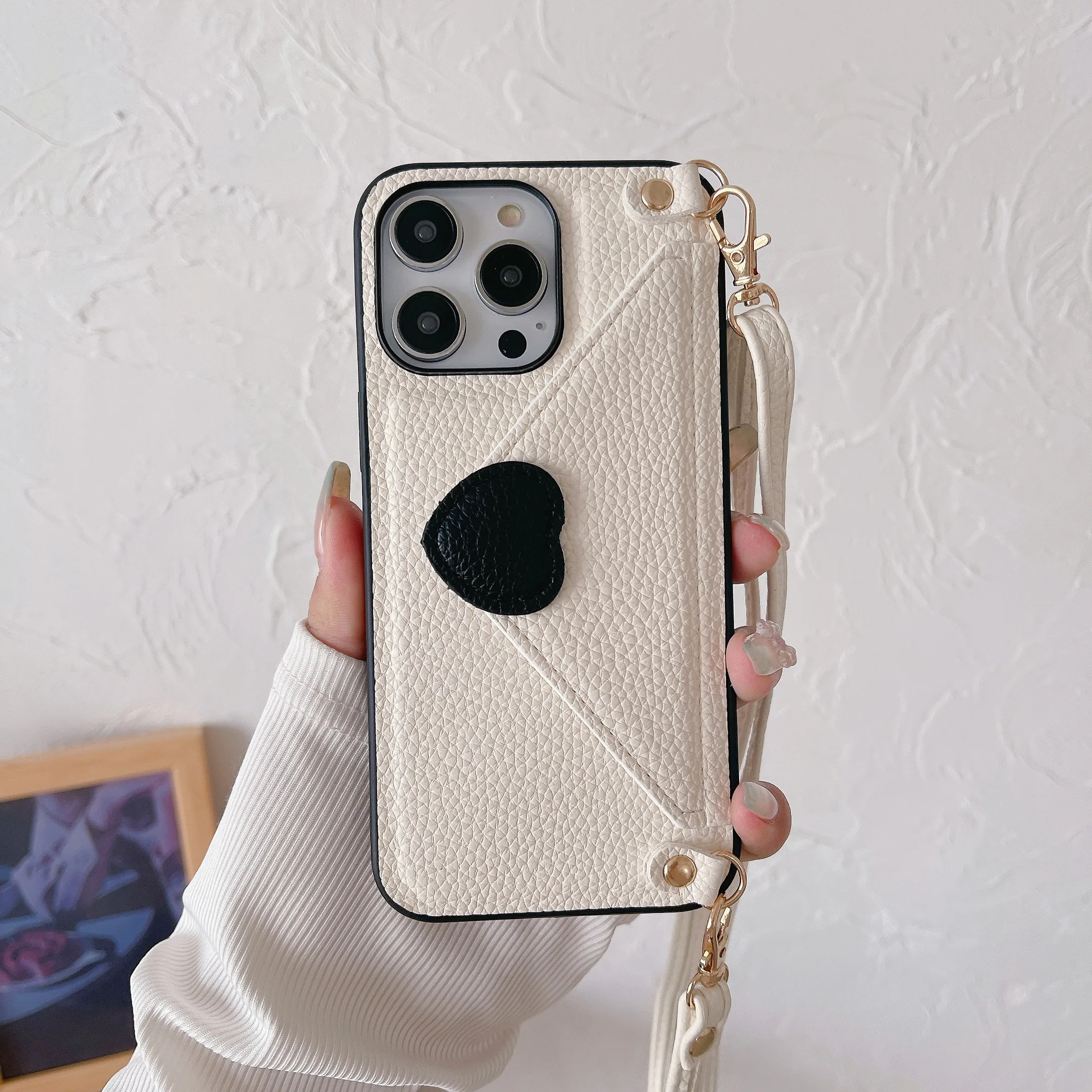 EAZY CASE Cadena Para Teléfono Compatible Con IPhone X Funda Protectora Para Teléfono Y Cordón Funda Con Correa Elegante Cadena Y Funda Para Smartphone En Arcoíris