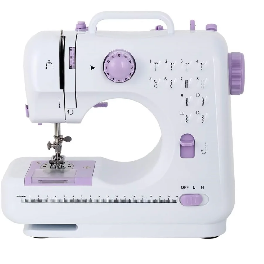 Purple 505 Electric Sewing Machine for Beginners and Kids, Portable Sewing Machine with Reverse Sewing and 12 Built-in Stitches