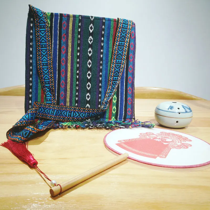 Chinese National Style Cross Embroidered Craft Tassel Bag Oriental Aesthetics Stitchwork Bags OOTD Clothing Matching Accessories