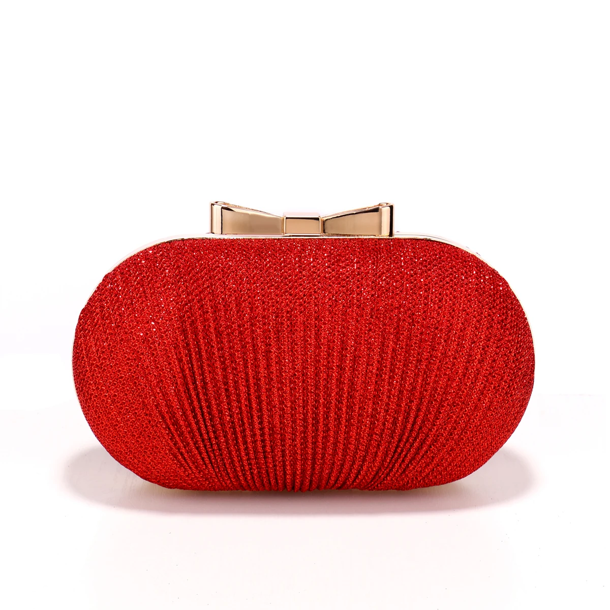 Women Clutch Bags Ruched Evening Golden Metal Chain Handbags