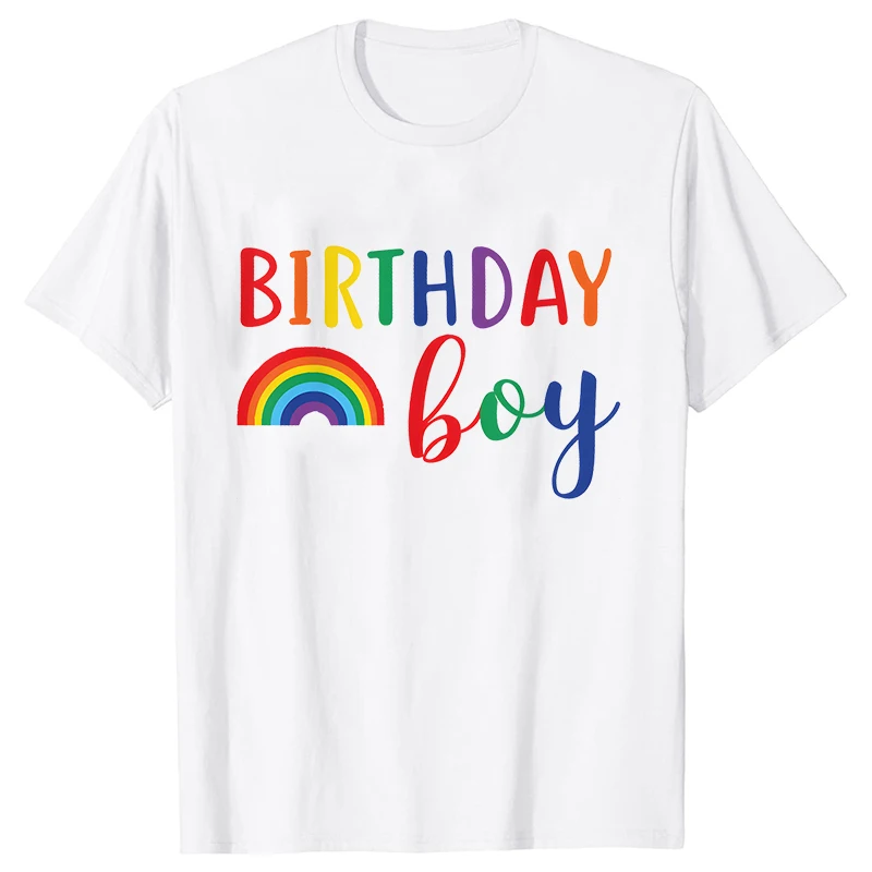 레인보우 그래픽 생일 파티 티셔츠, DADA MOMA BRO SIS 가족 모임 티, 소년 생일 상의, 오버사이즈 미적 의류
