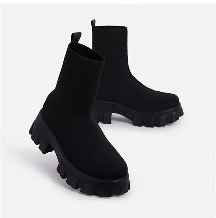 Women Boots Autumn Winter Boots Slip on Knitted Socks Shoes Women 2022 Platform Boots with Heels Botas De Mujer Female Botines
