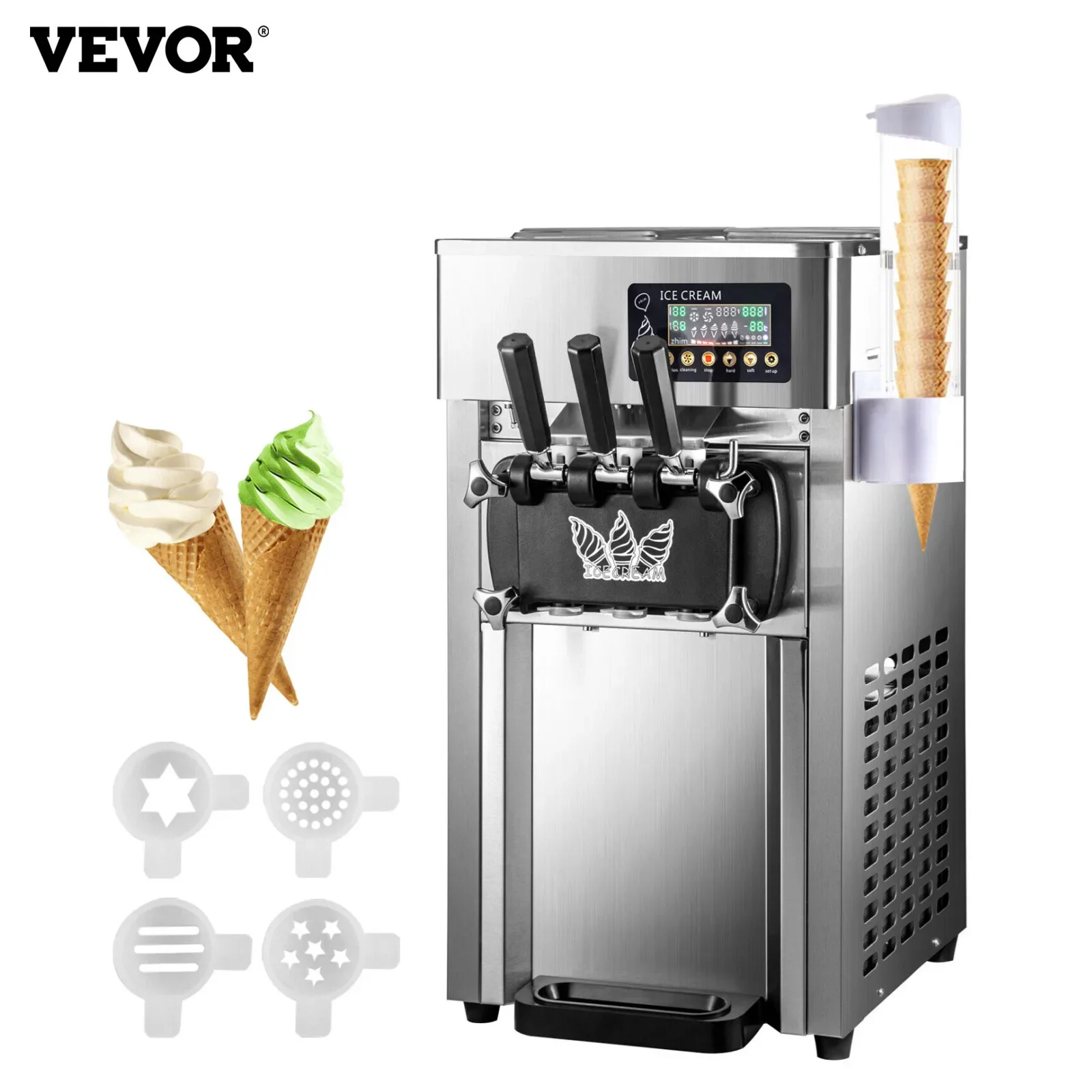 VEVORIceCreamMachine3flavorsMiniSoftTableTopSmallIceCream