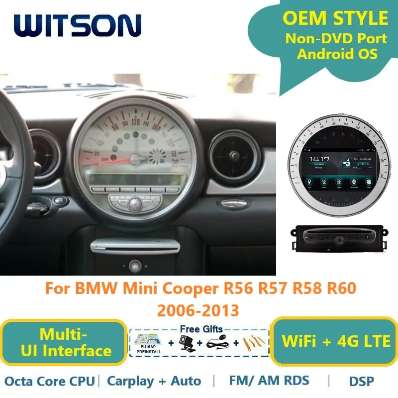 

WITSON Android 13 авто стерео для BMW Mini Cooper R56 R57 R58 R60 2006-2013 Carplay Wifi GPS RDS автомобильное радио мультимедиа