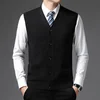 Men's Winter Knit Sweater Vest Young Men's Solid Color All-in-one Wool Vest Cardigan Top Men's Wear 4