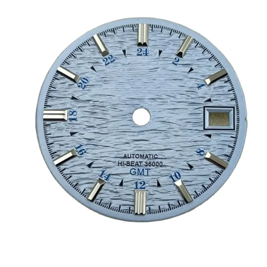 

NH34 Watch Dial 28.5mm Light Blue White Black GMT GS Dial for NH34/NH35 Movements Watch Accessories Blue Textured Dial