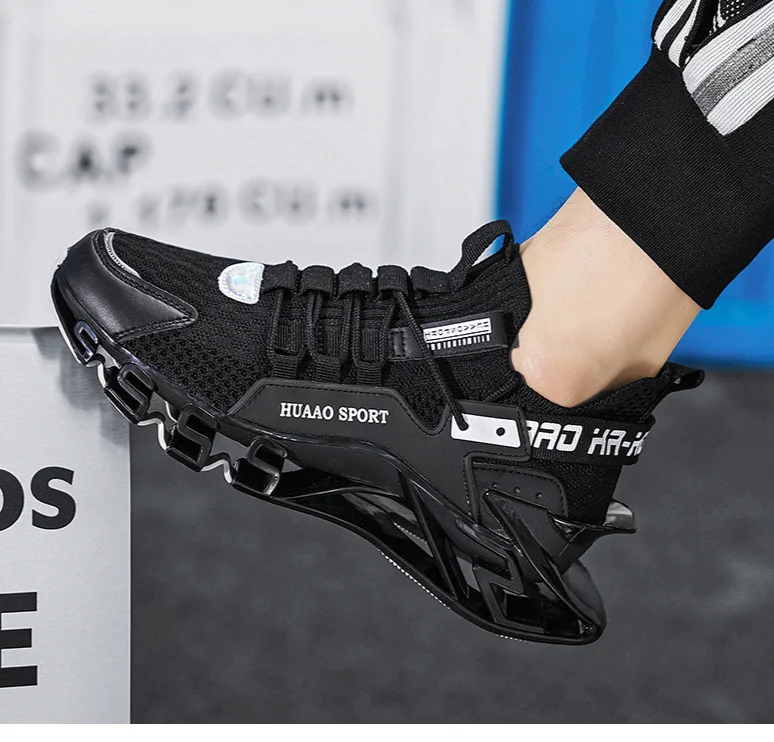 Männer modesch atmbar Spëtzekleeder Jogging Strécke Mesh Stoff, Blade Loftkëssen Héich Sole Sportsschong, Männer_voghion.com