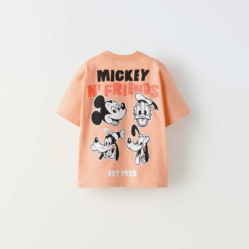 Fashion Splicing Short Sleeves Child Summer Clothes Casual Loose TShirt Kids Boys New Design Tees  Mickey Print Round Neck Tops 3