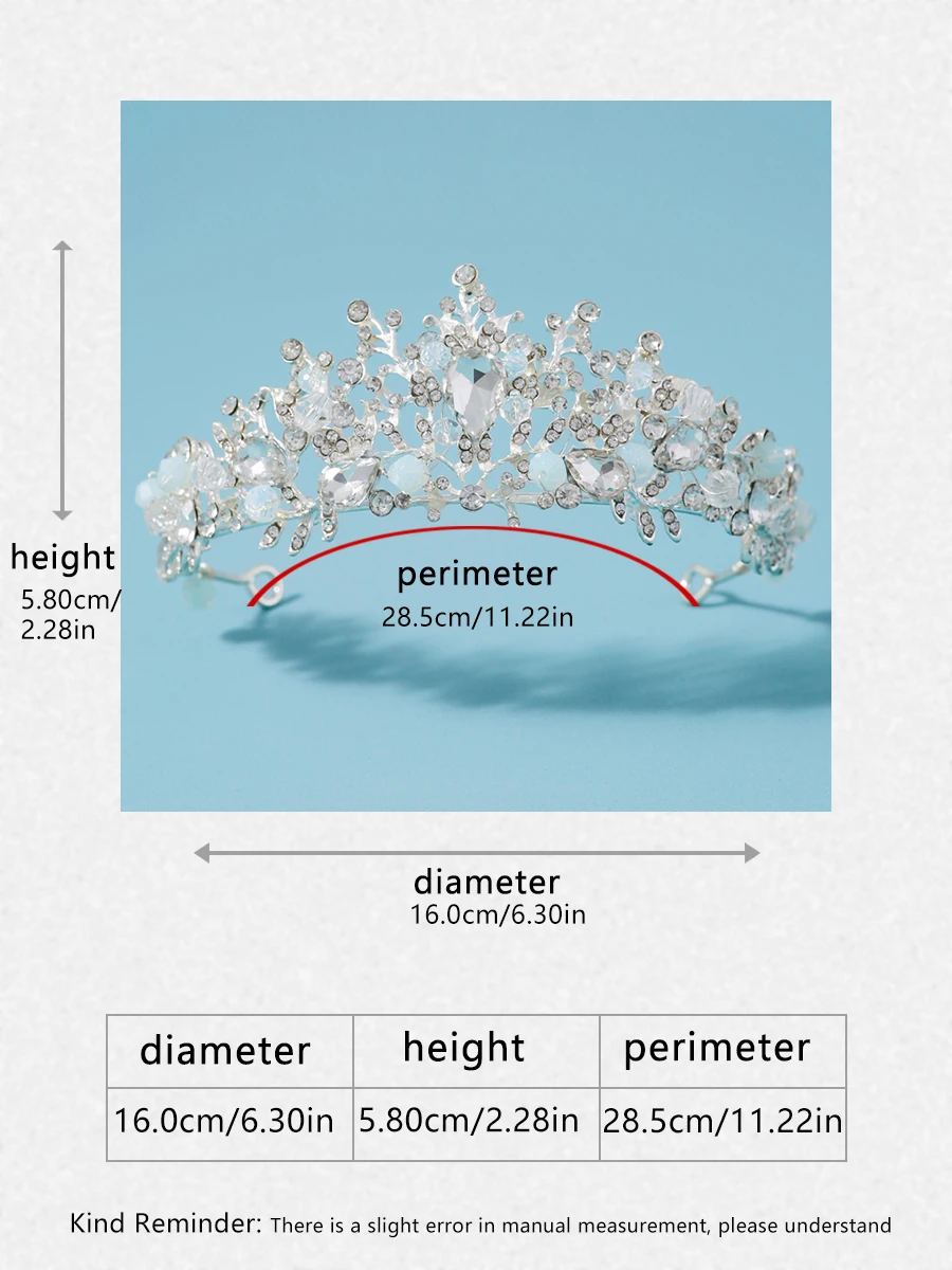 Itacazzo Bridal Headwear Set Silver Colour Crown Necklace Earrings Set of Four Suitable for Women's Wedding Birthday Party bridal jewelry sets