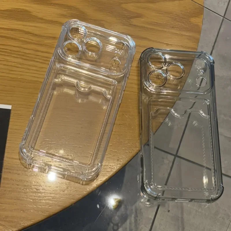 Shockproof Card Holder Pocket Phone Case with Clear Design