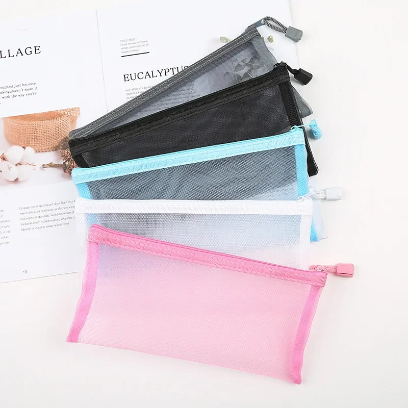 A4/A5/A6 Mesh Zipper Pouch Clear Document Bag Book File Folders Stationery Pencil Case Storage Bags 1Pcs storage bag,pencil case,document bag,pen pouch