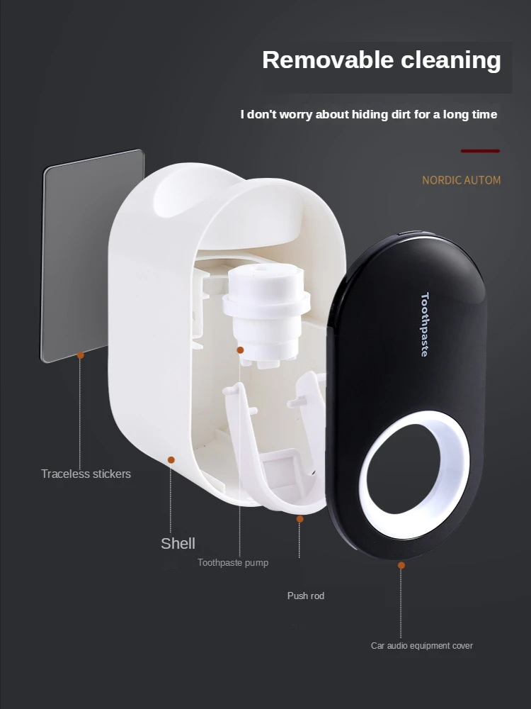 Automatic Toothpaste Dispenser Wall Mount Bathroom Accessories Waterproof Toothpaste Squeezer Toothbrush Holder