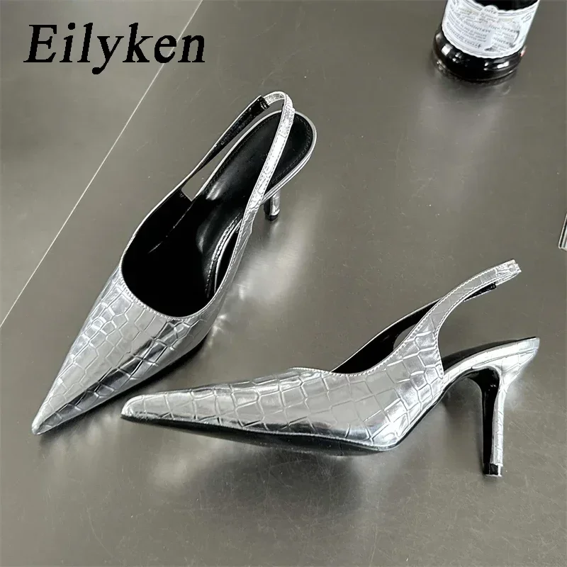 

Eilyken/весенние пикантные туфли-лодочки на тонком низком каблуке с острым носком; Женские лаконичные слинбэки для стриптиза; Женские босоножки Обувь с закрытым носком