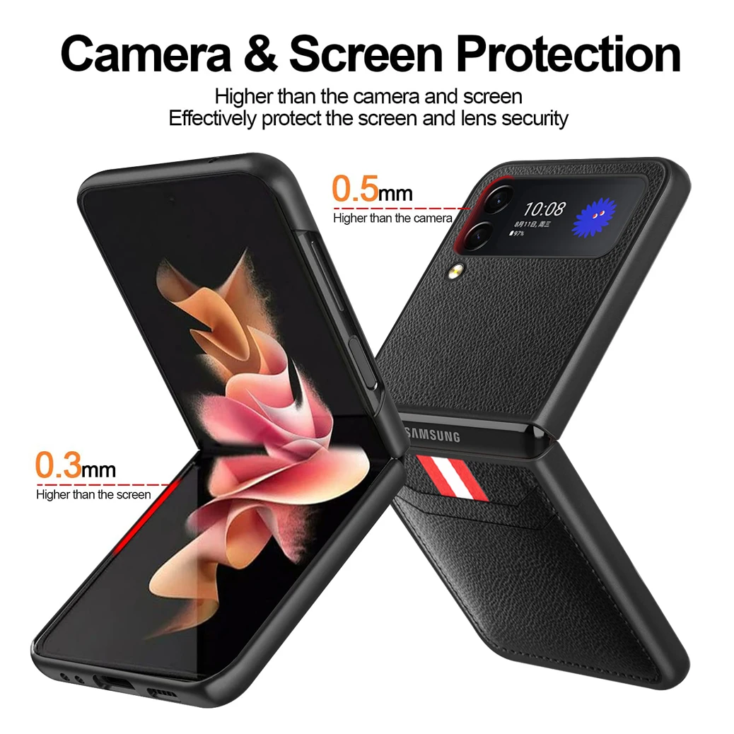 Non-Slip Slim Matte Leather Phone Case for Samsung Galaxy Z Flip4 Flip 4 Flip3 5G Flip 3 Anti-Knock Cover for Samsung Flip4 galaxy z flip3 case