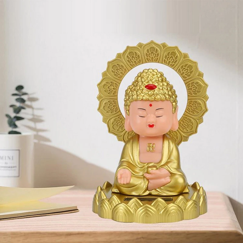 Shui 장식 공예 장식 태양 고개를 끄덕이는 부처님 동상 마스코트 홈 자동차 인테리어 사무실 장식