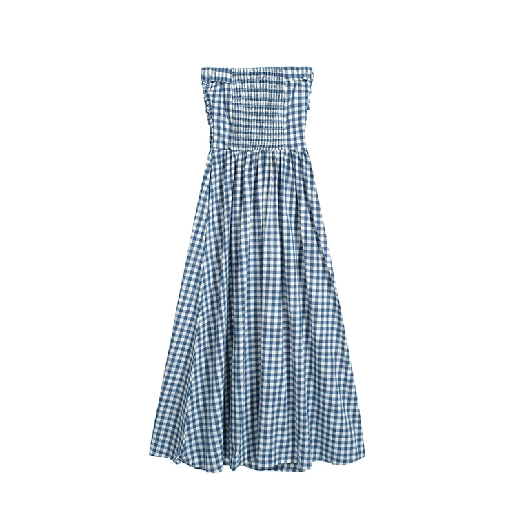 Casual Strapless Midi Dresses for Women Striped Sleeveless A-line Korean Chic Summer New Party Dress Vestidos Mujer