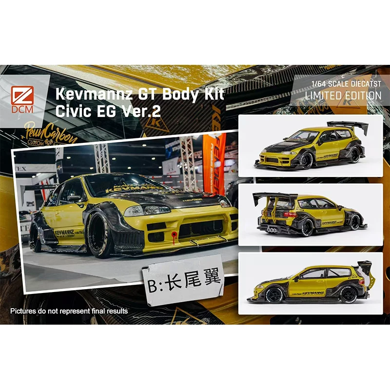 ミニカー 1/64 DCM Kevmannz Honda Civic 1996 EG6 DCM 1:64 Gold CIVIC Kevmannz GT EG6 Short Widebody Model