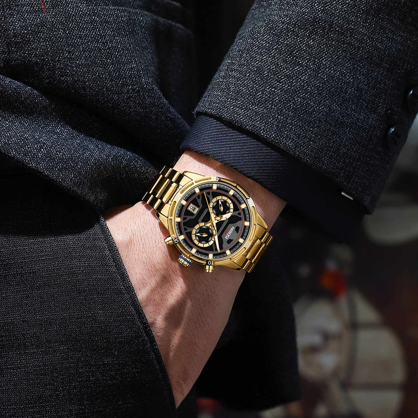 NIBOSI 2024 Men's Quartz Watches Waterproof Watch for Man Gold Clock Relogio Masculino Men Luxury Gift Display Man Watches