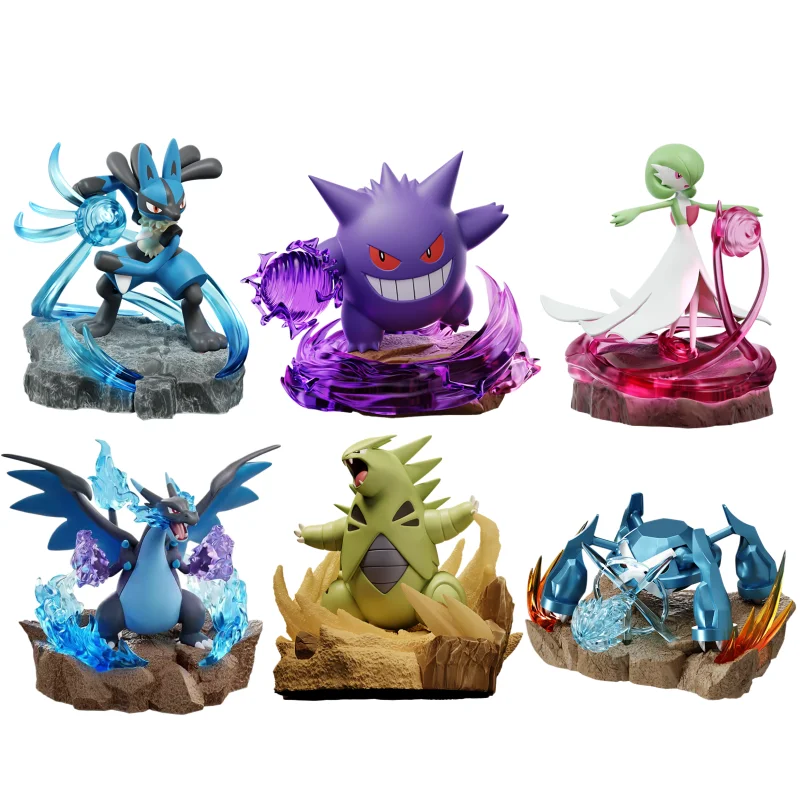 Pokemon Full Force Battle Series Leuchteffekt Anime Actionfigur Mega Charizard X Gengar Tyranitar Sammlermodell Spielzeug Geschenk