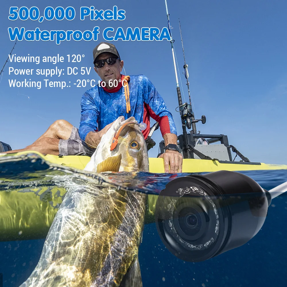 Underwater Fishing Camera with 5in LCD Monitor 120&deg; 500,000 Pixels 8 Pcs IR Night Vision for River/Ice Fishing