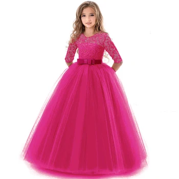 4-14 Years Girls Dress Summer Mesh Fashion Girls Princess Wedding Dress Piano Performance Costume Teenagers New Kids Clothes