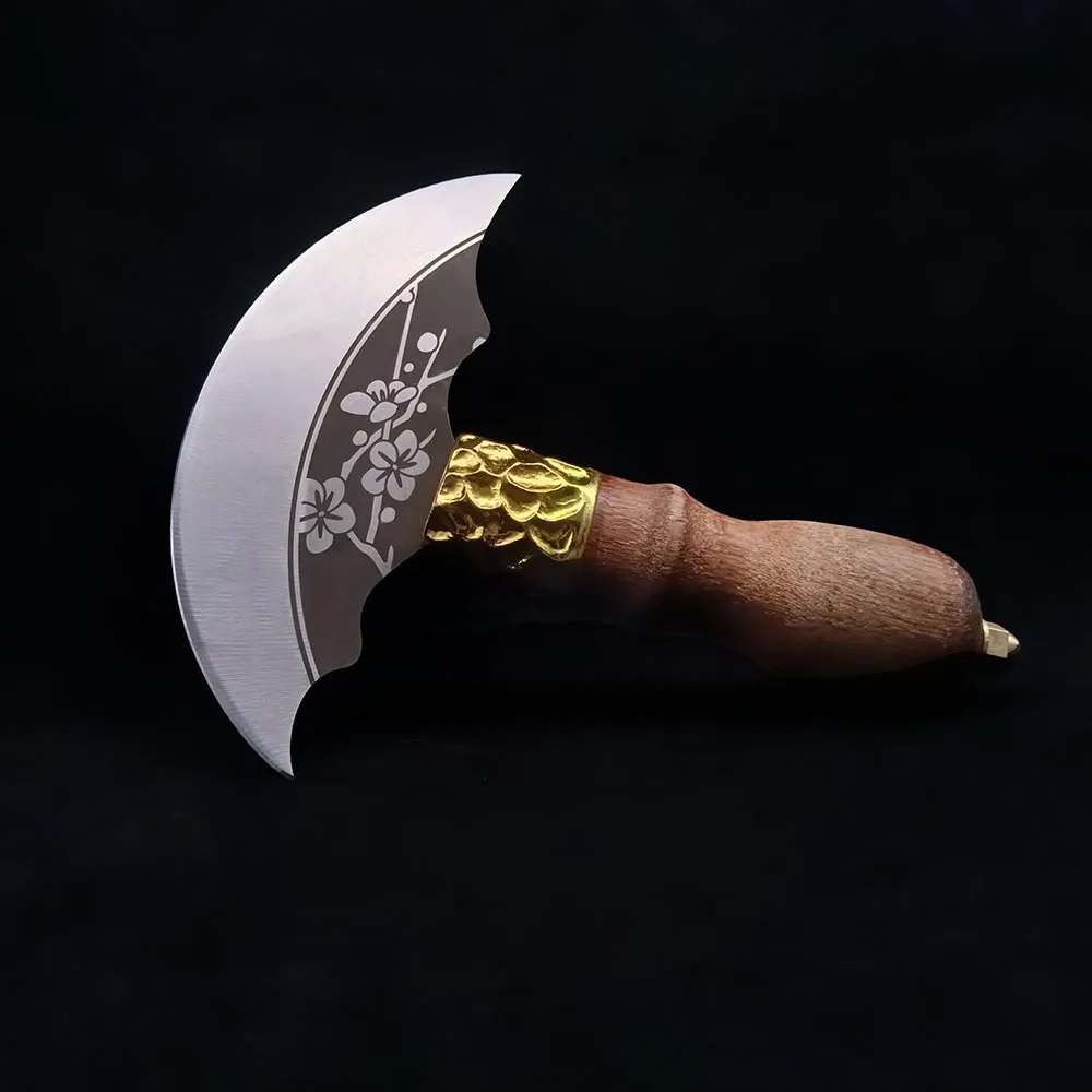 Baver Forged Half Moon Round Skinning Knife Leather Craft Cutter Cutting Tools