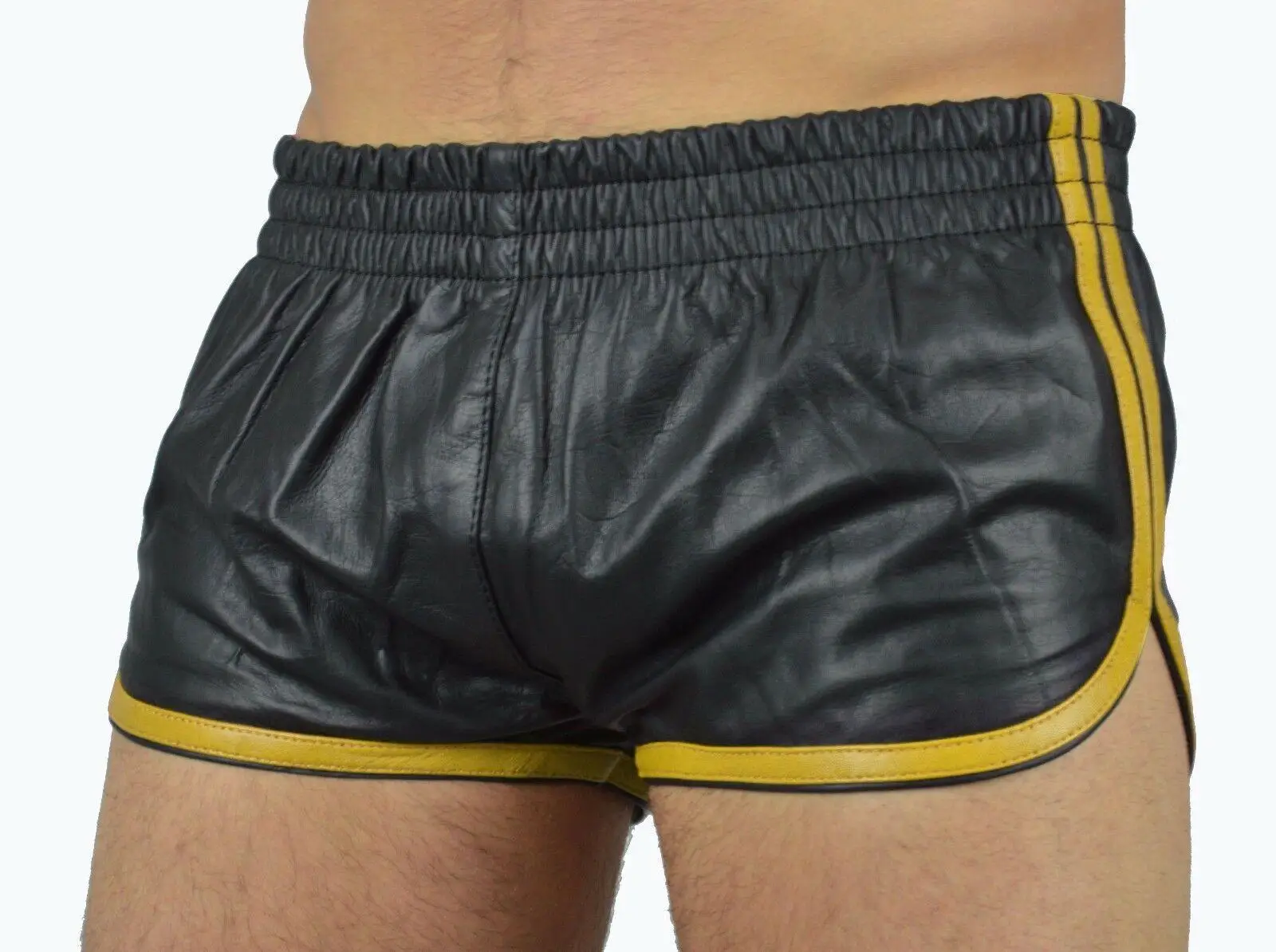 New Men's Pu Pantsleather Quality Solid Men Short Superior Colour Pu Strappy Casual Trousersshorts Rock Streetwear Trouserss 2