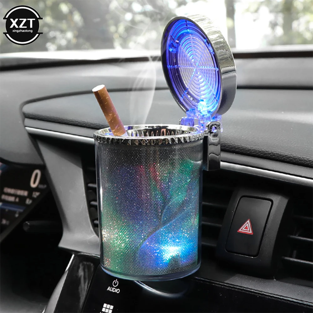 

Car Ashtray with LED Light Cigar Cigarette Ashtray Container Ashtray Gas Bottle Smoke Cup Holder Storage Cup Automobile Supplies