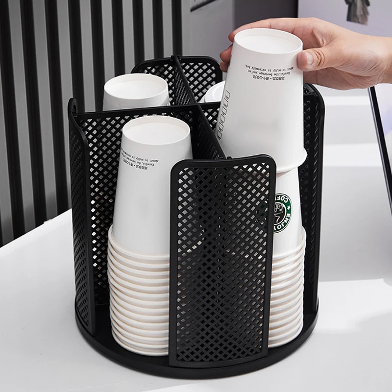 Rotating Paper Cup Holder Disposable Cup Storage Rack Bar Milk Tea Coffee Cup Compartment Cup Taker Rotating Cup Holder 4