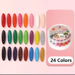 Vibrant Colors Children's Washable Peanut - Shaped Crayon Set - Safe and Clean Painting Tools (24Colos)