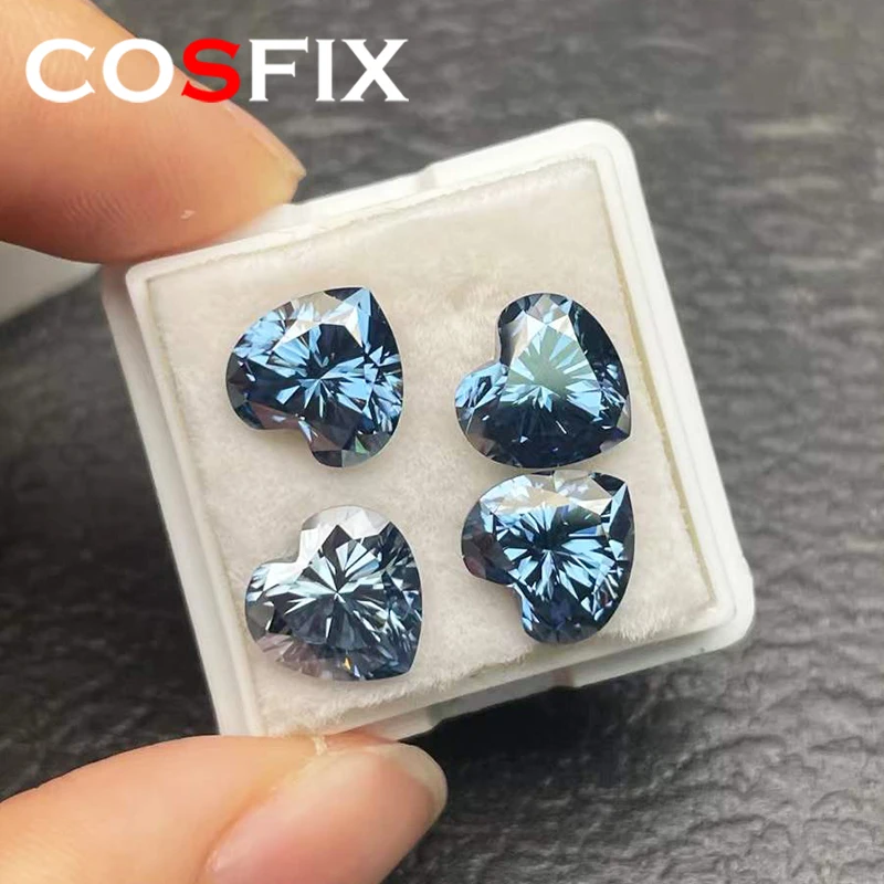 로얄 블루 다이아몬드 모이사나이트 스톤 0.1ct-10ct 리얼 루즈 모이사나이트 다이아몬드 쿠션/아셔/오벌/하트 랩 그로우 모이사나이트 스톤